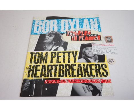 Music Memorabilia - Bob Dylan / Tom Petty Temples In Flames European Tour programme with ticket for Birmingham 10th Oct 1987 