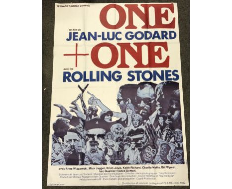 Music / Film Poster - Large The Rolling Stones One + One Jean-Luc Godard French film poster 43" x 60" approx, folded, vg