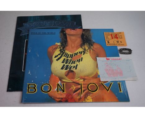 Music Memorabilia - Two Bon Jovi tour programmes with 2 x tickets (Wembley 9th Dec 1988 &amp; Hammersmith Odeon 24th Nov 1989