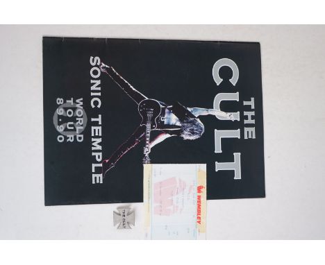 Music Memorabilia - The Cult Sonic Temple World Tour 1989 - 1990 programme with Wembley 24th Nov 89 ticket and badge 