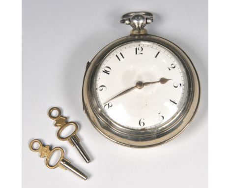 A SILVER POCKET WATCH with enamel dial and plain case by Thomas Wells of Shipston, numbered 6868, with fusee movement and lat