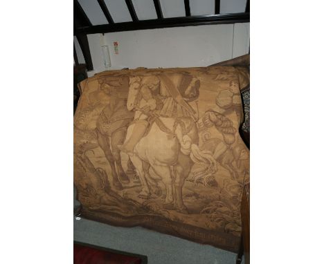 TWO BELGIAN COTTON TAPESTRY STYLE WALL HANGINGS in the 17th Century taste