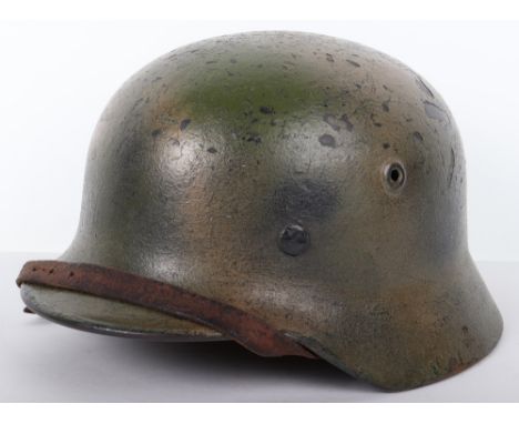 German Army / Luftwaffe Normandy Pattern Camouflaged Steel Combat Helmet, being a M-40 pattern steel combat helmet with a Nor
