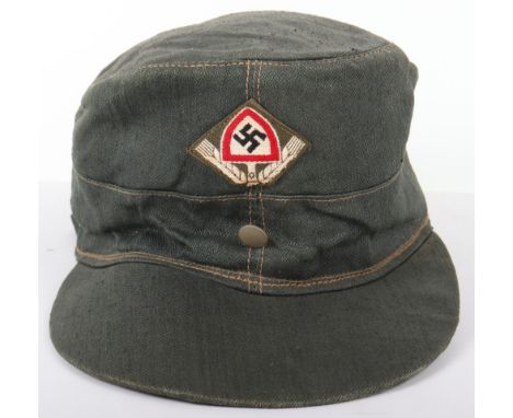 Third Reich RAD Labour Service Field Cap, HBT workers field cap in denim cloth with RAD cap insignia to the front and single 