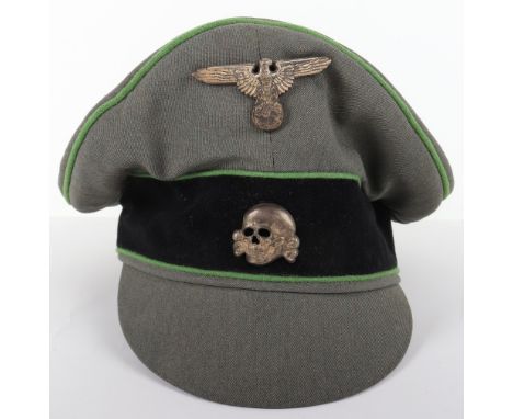 Waffen-SS Panzer Grenadiers Officers Crusher Type Cap, field grey Italian style cloth crusher type cap with cloth covered pea