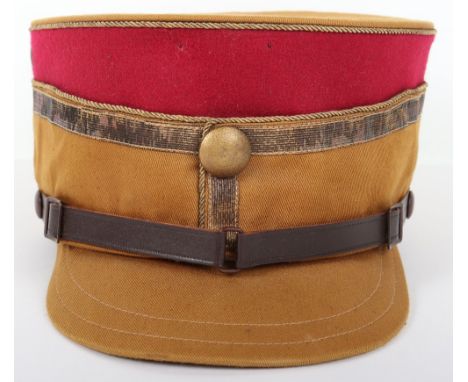 Third Reich SA Gruppe Ostland Officers Kepi, light tan coloured kepi with maroon centre, golden twist cord piping to the crow