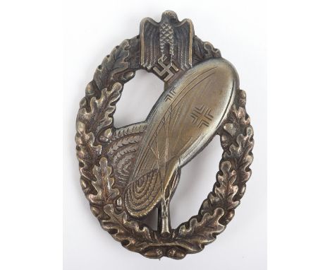 German Army Balloon Observers Badge, hollow backed example with pin and catch fixing to the reverse.  This auction comprises 