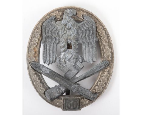 German Army / Waffen-SS General Assault Badge for 50 Engagements, complete with pin and catch fixing to the reverse. Makers s