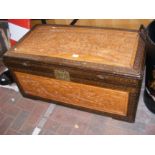 A carved Oriental blanket chest - 100cm x 52cm
