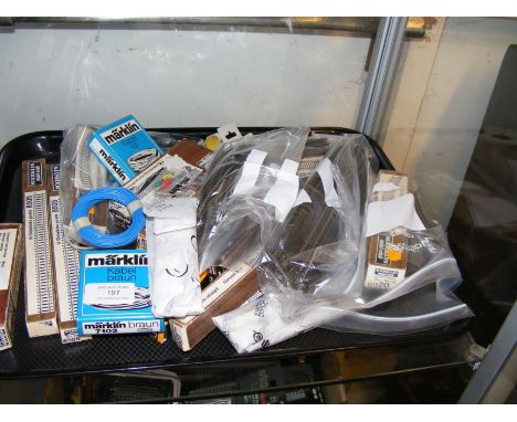 A quantity of Marklin and other N gauge track, wiring and accessories, etc. 