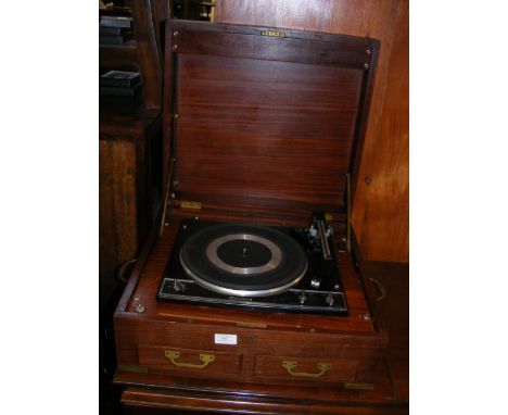 A Garrard record player in military campaign chest style case 