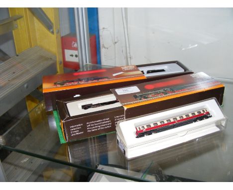 Two Marklin Mini-Club locomotives and tenders - Model Nos. 8827 and 88991, together with a matching Marklin carriage 