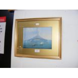 A small gouache of the Bay of Naples with Vesuvius