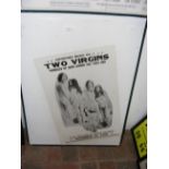 A vintage promotional poster for the release of the John Lennon and Yoko Ono album 'Unfinished No 1: