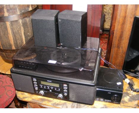 A Teac Model LP-R500 Record Player, together with JVC CD player 