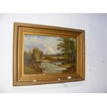An oil on canvas of river and country scene