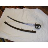 An antique cutlass with metal scabbard - 92cms lon