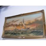 F. SINGER - a large on canvas of ships sailing in