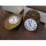 Two antique French Comtoise wall clocks (lacking p