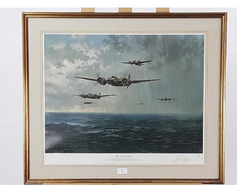 FOUR WWII RAF SIGNED PHOTOGRAPHIC PRINTS, including 'Spitfire' signed by Douglas Bader and Johhnie Johnson, 'Lancaster' signe