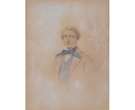 Follower of George Richmond, Portrait of a young gentleman, head and shoulders length, pencil with wash, 34x26cm.