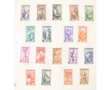 A small collection of world stamps, predominantly 1950s, many GB mint, but all stuck down on pages, a few First Day Covers, s
