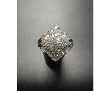 DIAMOND CLUSTER DRESS RINGthe multi diamonds totalling approximately 1ct, on nine carat gold shank, ring size Q 