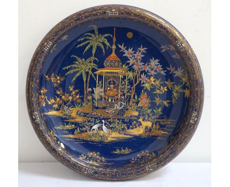 1920s ART DECO WILTSHAW & ROBINSON CARLTON WARE FLOATING FLOWER BOWLin the Persian pattern, decorated with a seated figure wi