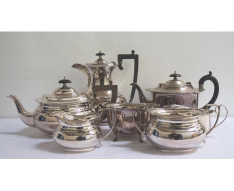 SELECTION OF SILVER PLATED WARESincluding four piece silver plated tea service together with another three piece plated tea s