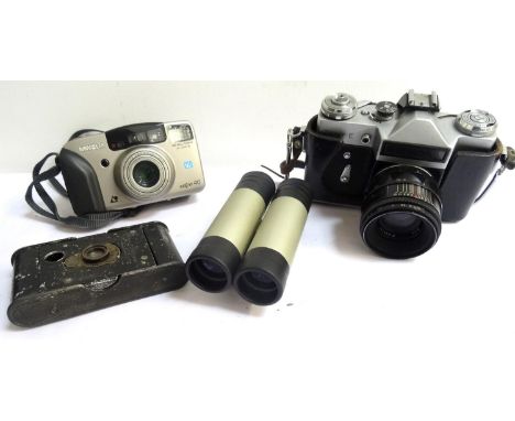 SELECTION OF VINTAGE CAMERA EQUIPMENTincluding Zenit E 35mm a Kodak Vest Pocket Autographic Special, a Bantam Coloursnap II, 