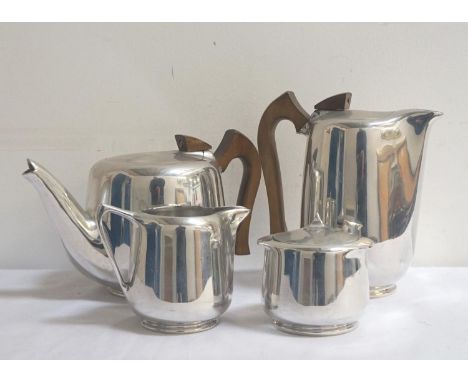 PICQUOT WARE FOUR PIECE TEA SERVICEcomprising tea pot, hot water jug, linen sugar basin and milk jug 
