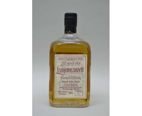 Largiemeanoch 22 year old single Islay malt whisky distilled 1972 bottle 82 cask 906 bottled for Arthur J A Bell 'The whisky 