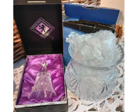 Edinburgh International - hand cut crystal bell, boxed with a bowl and candle holder