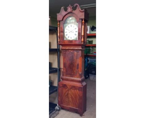 A 19th century mahogany long-case clock, painted dial&nbsp; W Hornsey, Easington Lane