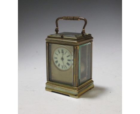 A French carriage clock, circa 1880 with repeat button and gong strike, with replacement platform lever escapement  