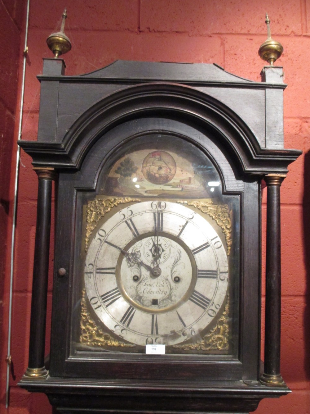 Sam Vale, Coventry, an 18th century oak longcase clock, 215cm high