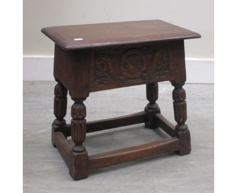 Oak joint stool with hinged lid  