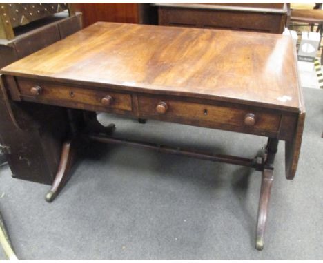 A Regency mahogany sofa table, 69cm(h) x 106cm(w) x 76cm(d)  