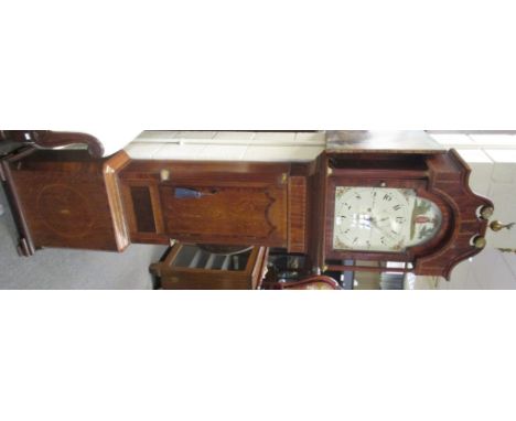 A Victorian oak and inlaid 8 day longcase clock, the arched painted dial signed 'W.Rigby, Coventry', 220cm high  