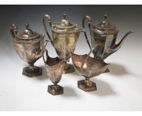 An Edwardian Elkington & Co. five piece silver plated tea and coffee service  