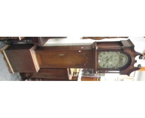Edward Wilson, Huntingdon, an oak 8 day longcase clock, 19th century, with painted arched dial, 214cm high  