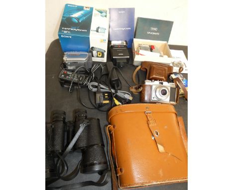 Collection of camera &amp; video equipment to include binoculars