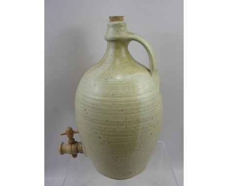 A Ray Finch Winchcombe Pottery Oatmeal Glazed Cider Flagon, with monogram, approx 40 cms