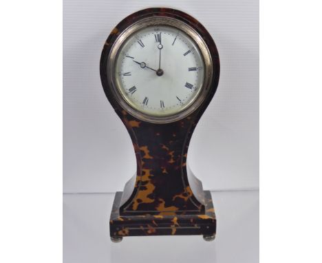 A 19th Century Tortoiseshell Cased Mantel Clock, with white enamel Roman dial, S & F Movement, approx 24 cms.
