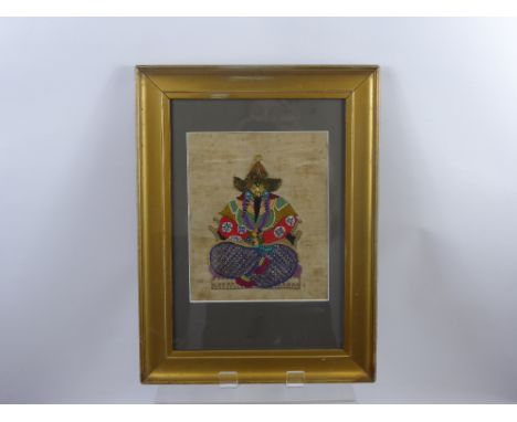 A 20th Century Tapestry, depicting Genghis Khan, framed and glazed together with a tapestry by Patience Strong depicting a ga
