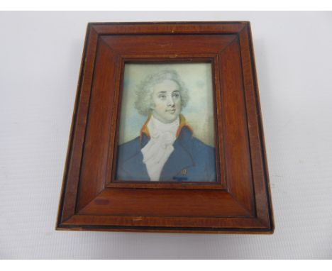 A 19th Century Portrait Miniature on Ivory, depicting a gentleman, approx 6.5 x 8 cms