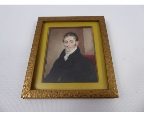An 18th Century Portrait Miniature on Ivory, depicting a young gentleman, approx 6 x 8 cms