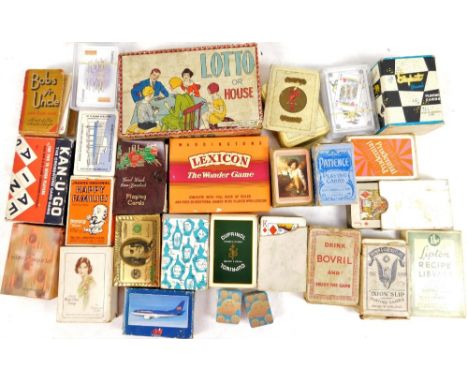 Various vintage games, playing cards, Lexicon, Lotto, etc.  (a quantity)