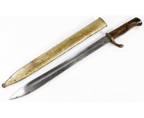 An early 20thC bayonet, the shaped blade marked Weyersberg Kirschbaum &amp; Solingen, with turned wooden hilt, metal pommel a