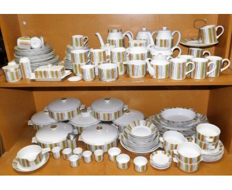 A comprehensive Midwinter part dinner service, to include coffee pots, two tier cake stand, cups, 10cm H, butter dish and cov